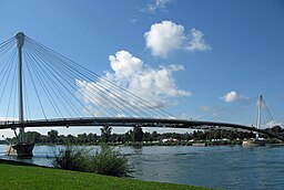 Passerelle des Deux Rives med Frankrike på andra sidan Rhen.