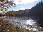 Petitot River just before it meets the Liard River