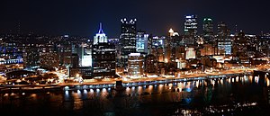 The night view of Pittsburgh skyline from Moun...