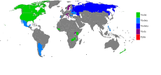 Land hvor Violet (grønt) er mye brukt