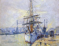 Robert Antoine Pinchon, "Le Pourquoi pas?" dans le Port de Rouen