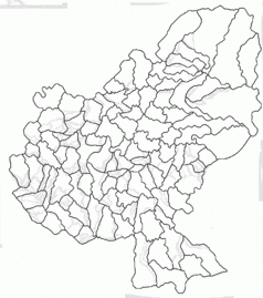 Mapa konturowa okręgu Marusza, w centrum znajduje się punkt z opisem „Târgu Mureș”