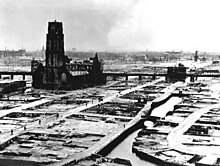 Rotterdam after German air raids in 1940 Rotterdam, Laurenskerk, na bombardement van mei 1940.jpg