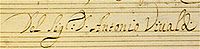 Antonio Vivaldis namnteckning