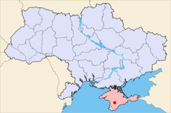 ウクライナにおけるシンフェロポリの位置の位置図