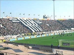 PAOK football fans in Toumba Stadium, Thessalo...