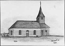 Kyrkan på teckning från 1881.