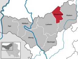 Läget för Weiskirchen i Landkreis Merzig-Wadern