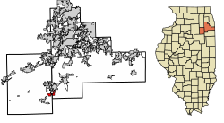 Location of Braceville in Will County, Illinois.