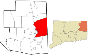 Расположение в округе Виндхэм и штате Коннектикут.
