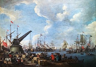 Vue d'un port - Adriaen van der Kabel