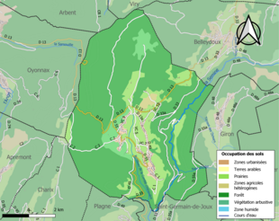 Carte en couleurs présentant l'occupation des sols.