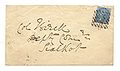 1885 Indian postage stamp stuck to an envelope