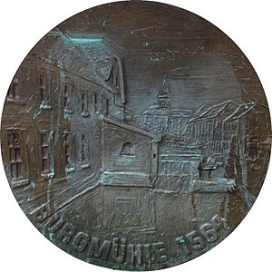 Bronzeplakette der Burgmühle Odenkirchen