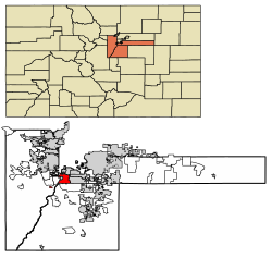 Location of the City of Littleton in Arapahoe, Douglas, and Jefferson counties, Colorado.