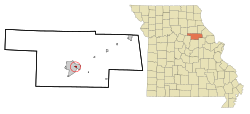范迪弗在奧德雷恩縣及密蘇里州的位置（以紅色標示）