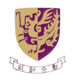 香港中文大学第一代校徽（1964年6月至1967年5月），其中校盾已使用紫金双色回头凤设计，校训绶带设计较短及简洁，底色并无著色，然而并未与校盾相连结