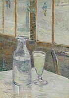 Ett glas och en flaska på ett cafébord, eller Still Life with Glass of Absinthe and a Carafe, 1887. van Gogh-museet, Amsterdam.