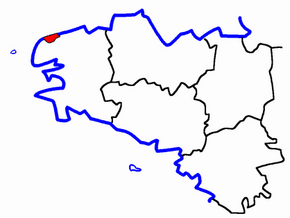 Kanton Lannilis na mapě regionu Bretaň