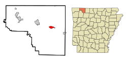 Location in Carroll County and the state of Arkansas