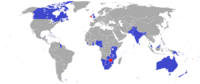 Localisation des 53 ays membres du Commonwealth