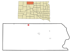 Location within Corson County and South Dakota