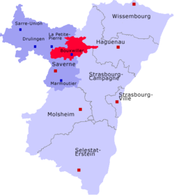 Кантон на карте департамента Нижний Рейн