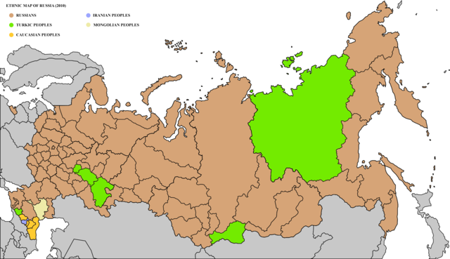 Крупнейшие народы в регионах России (перепись 2010 года)