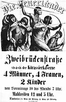 Werbeplakat der „Feuerländer“−Völkerschau in München, Dez. 1881 / Jan. 1882