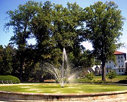 The Francis Griffith Newlands Memorial Fountain is located in the center of Chevy Chase Circle.