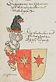 Wappen der Freiherren von Sax auf Wartenstein und Pfäfers (Kloster und Ort) im Wappenbuch des Aegidius Tschudi Tafel 302, Mitte 16. Jh.