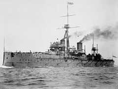 The British Dreadnought (1906) made all other battleships obsolete as soon as it was introduced. This was because it had ten long-range 12-inch big guns, mechanical computer-like range finders, high speed turbine engines that could make 21 knots, and armour plates 11 inches thick. HMS Dreadnought 1906 H61017.jpg