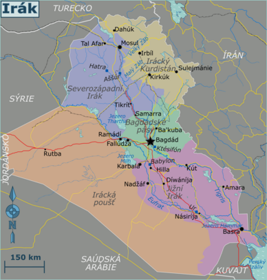 Mapa regionů Iráku