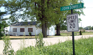 Looking southeast toward the chapel