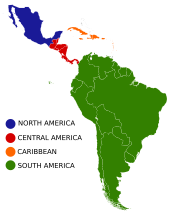 Laitin American kintras (green) in the Americas