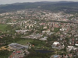 Letecký pohled na Františkov, Jeřáb a Janův Důl