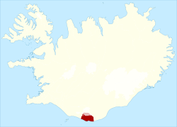 米達爾區在冰島的位置