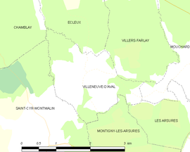 Mapa obce Villeneuve-d’Aval