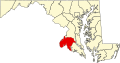Harta statului Maryland indicând comitatul Charles