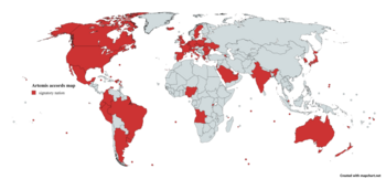 Map of states' adoption of the Artemis Accords