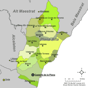 Mapa comarcy Plana Alta