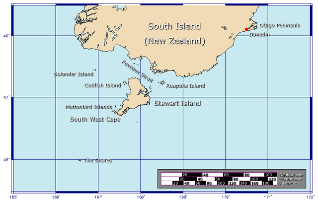 מפת האיים הסאב-אנטארקטיים של ניו זילנד