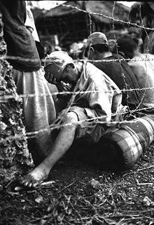 A group of Japanese soldiers captured during the Battle of Okinawa OkinawaJapanesePOW.jpg