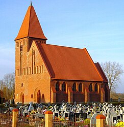 Die Kirche in Olszewo Węgorzewskie (Olschöwen/Kanitz)