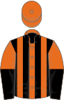 Orange and black stripes, halved sleeves, orange cap