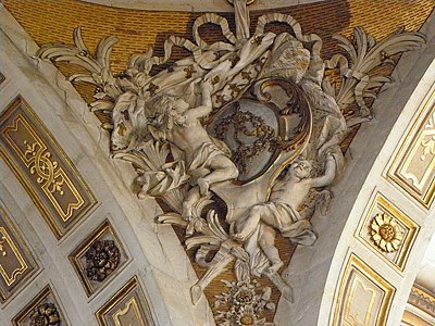 Detail of the sculpture in the pendentive of the dome in the choir.