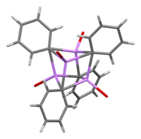 Stick model of the crystal structure of the phenyllithium etherate tetramer - ether ethyl groups omitted for clarity