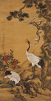 Pine, Plum and Cranes, 1759, by Shen Quan Pine, Plum and Cranes.jpg