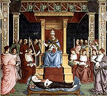 Pope Pius II canonizes Catherine of Siena. Pintoricchio 018 detail.jpg