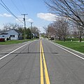 Looking west on Ohio Highway 131 at the intersection of Ruble Cemetery Road (left) and North Fork Road (right) in Pricetown